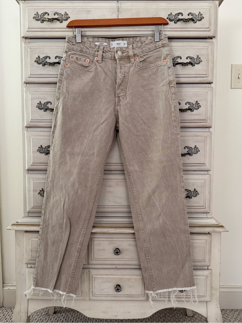 Mango Havana Beige Straight Leg Jeans